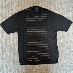 Vtg Protege Collection XL Black Silk Blend 3D Knit T-Shirt Luxury Old Money